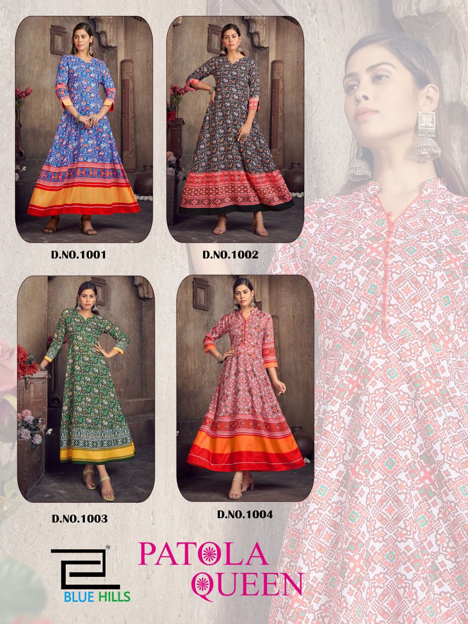 Patola Queen By Blue Hills Printed Long Anarkali Kurtis Catalog